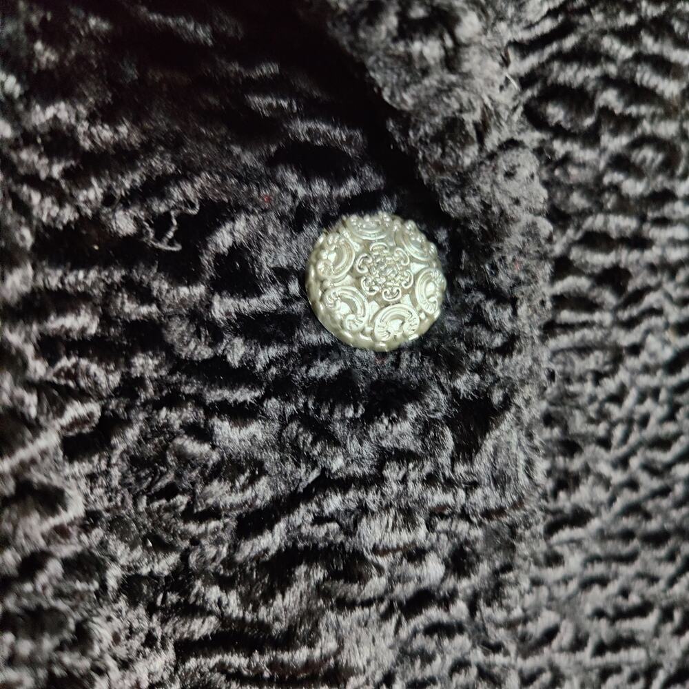 Donna Salyers Fabulous Furs Faux Persian Lamb Coat Black 2X Quiet Luxury - Picture 5 of 8